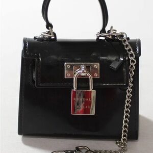 NWT Kendall & Kylie Black Turn Lock Vegan Silicone Handbag